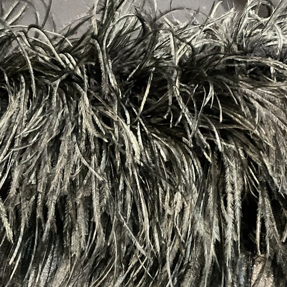 Mugler Black Wool Cocktail Dress with Feather Trim Size S - Picture 5 of 12